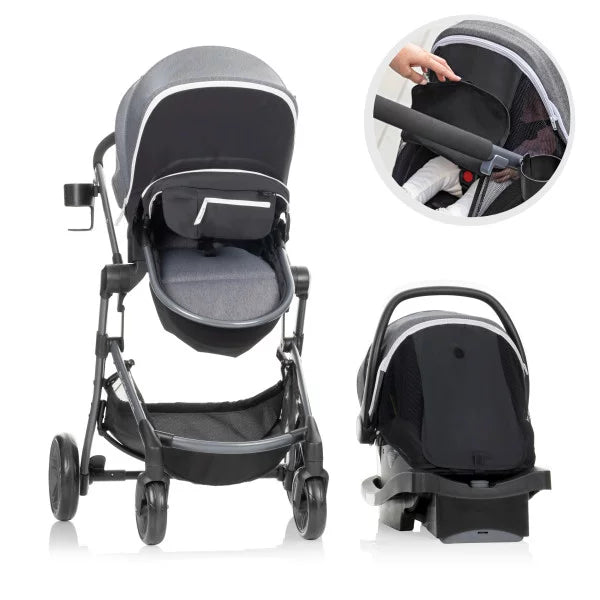 Evenflo Pivot Vizor Travel System with LiteMax Infant Car Seat Chasse babylaux