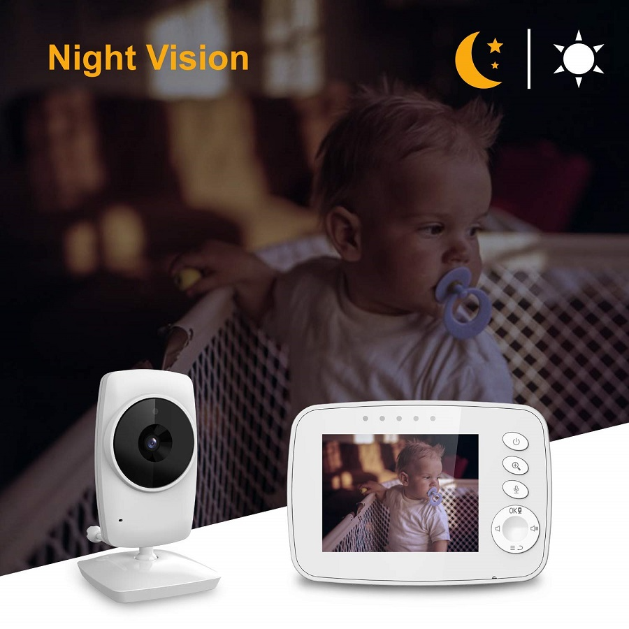 3.2 Inch Wireless Indoor Baby Camera for Bidirectional Voice Alarm Feeding Reminder Temperature Monitoring Smart Home Monitor