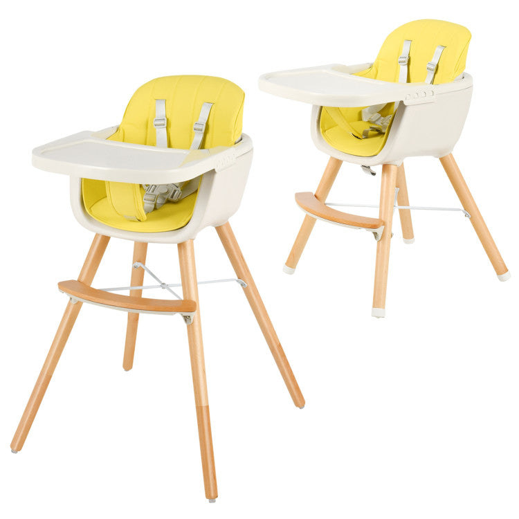 3-in-1 Convertible Wooden High Chair with Cushion