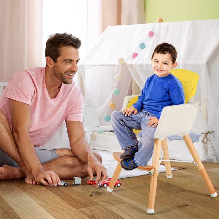 3-in-1 Convertible Wooden High Chair with Cushion