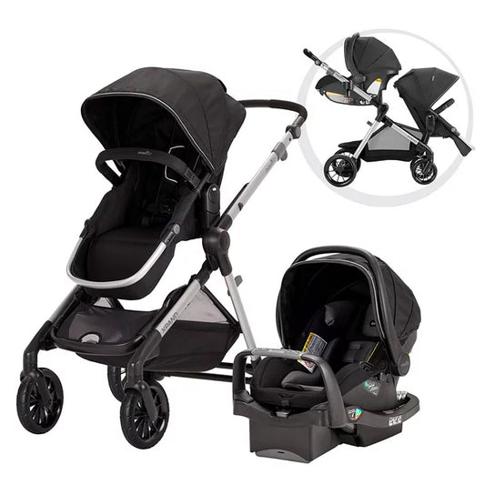 Evenflo Pivot Xpand Modular Travel System with SafeMax Infant Car Seat (Stallion Black)