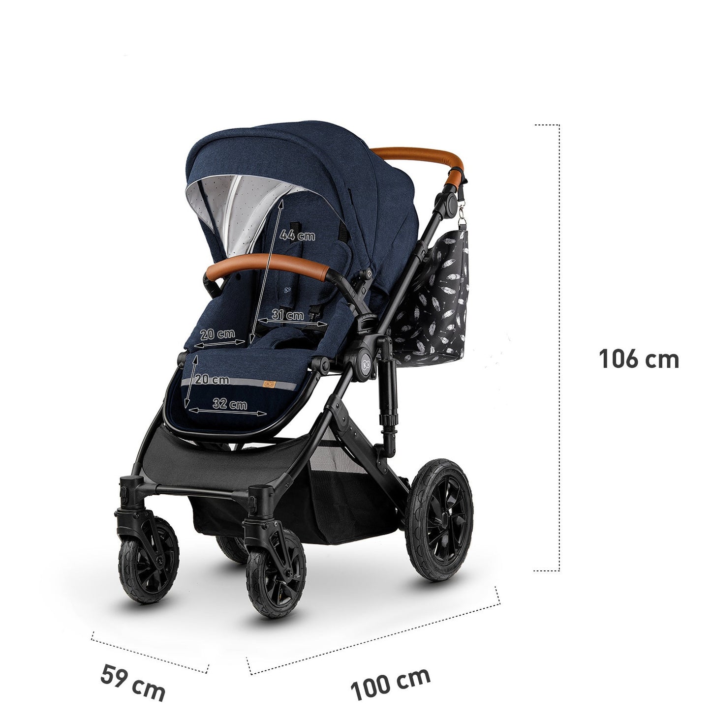 Kinderkraft Prime- 2-in-1 multifunctional deep stroller + bag with handles + changing table