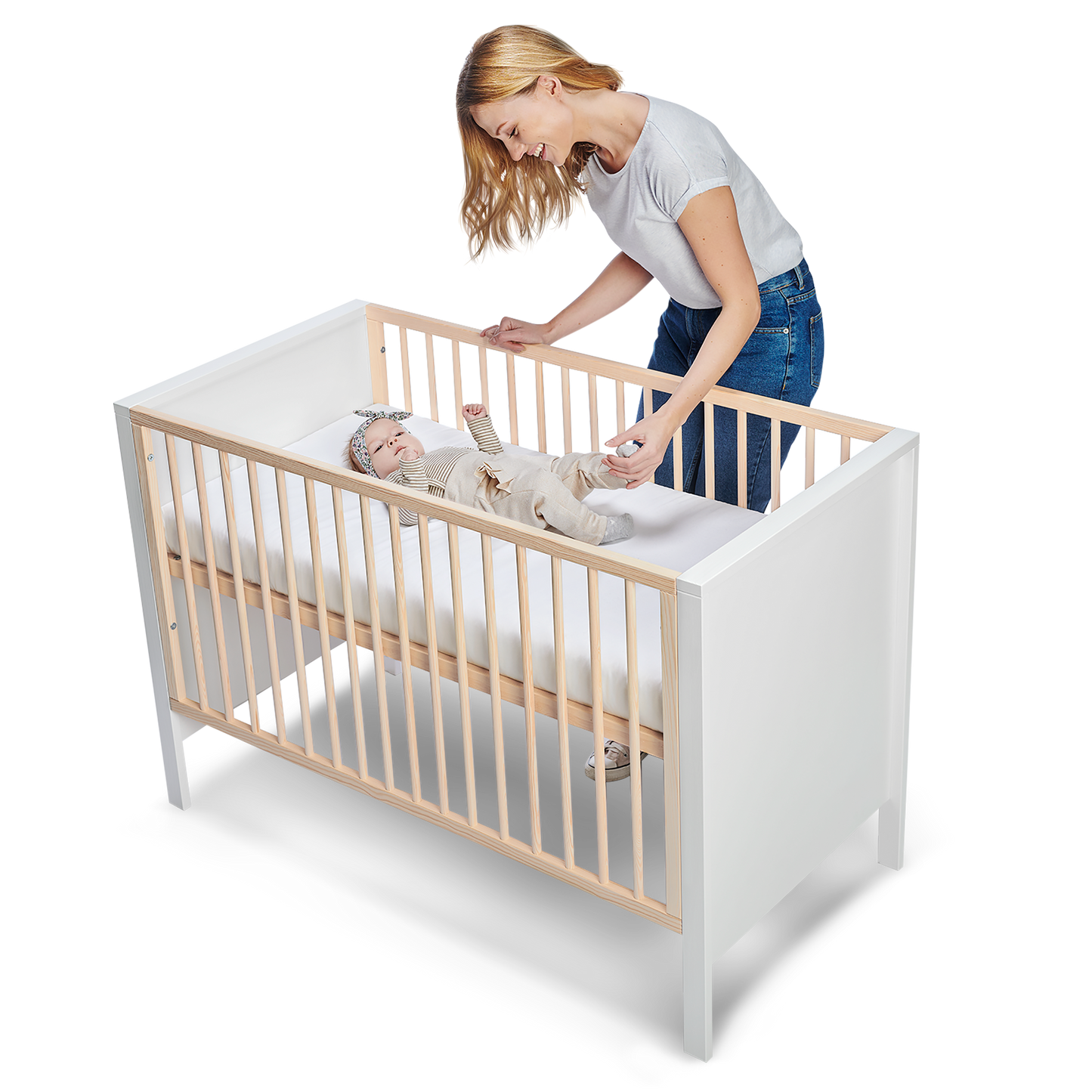 Kinderkraft MIA wooden cot with mattress