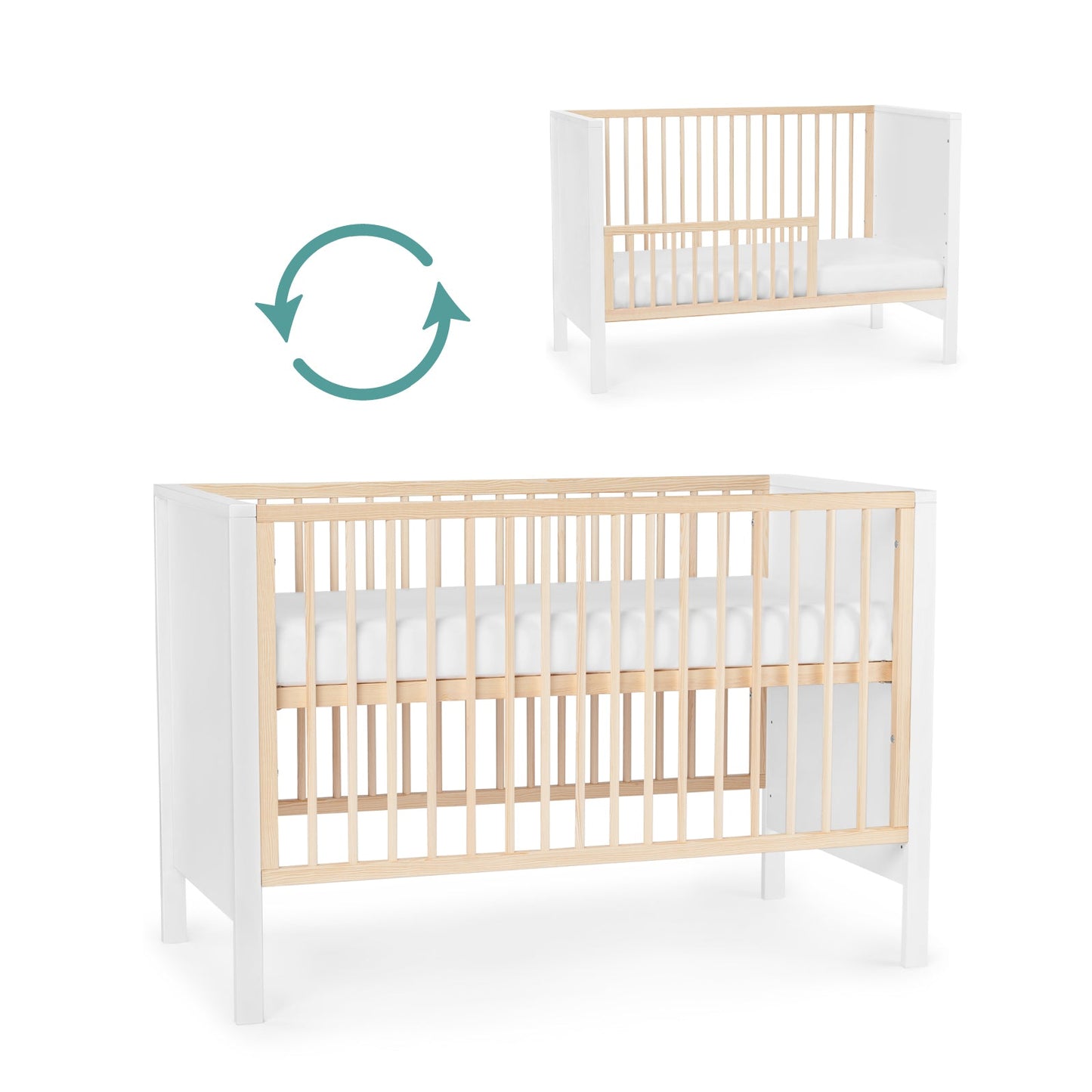 Kinderkraft MIA wooden cot with mattress