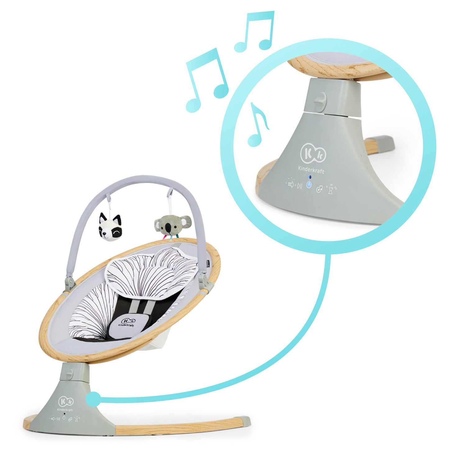 Kinderkraft 2 in 1 LUMI electric swing and bouncer