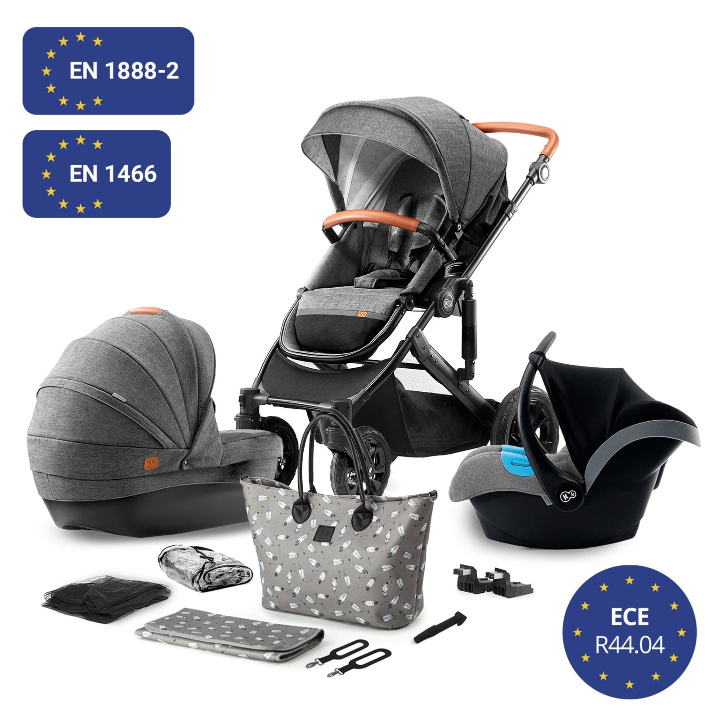 Kinderkraft PRIME - 3-in-1 multifunctional deep stroller + bag with handles + changing table