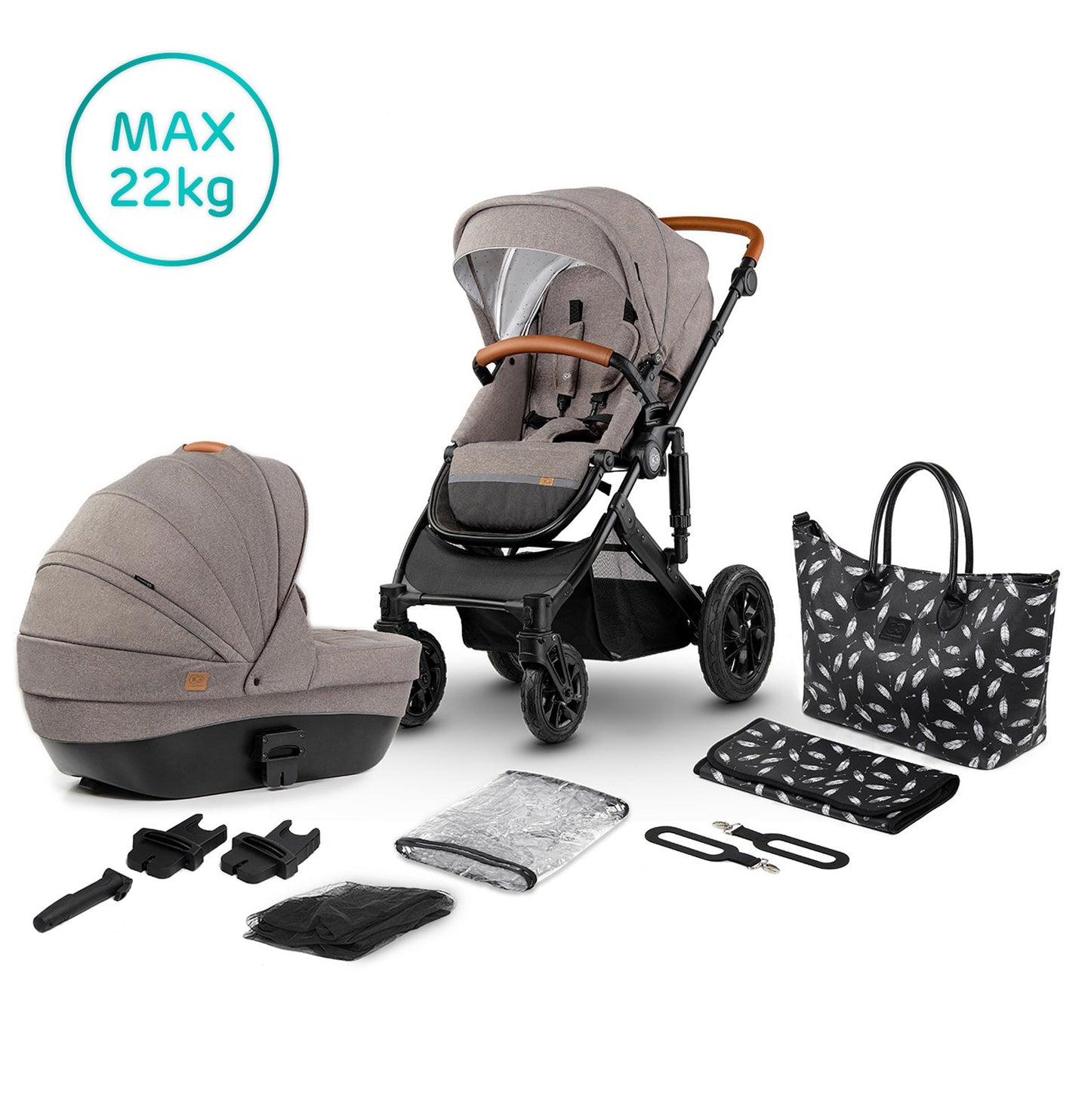 Kinderkraft Prime- 2-in-1 multifunctional deep stroller + bag with handles + changing table