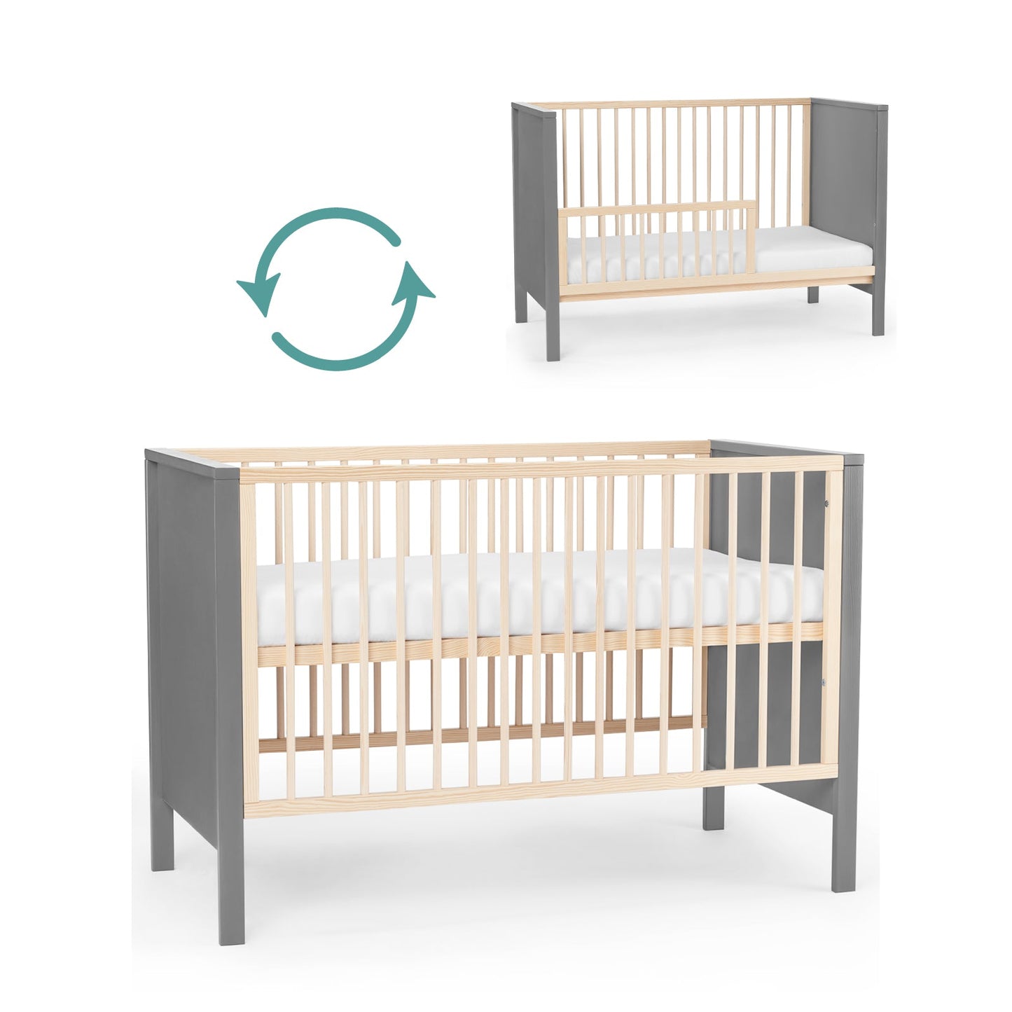 Kinderkraft MIA wooden cot with mattress