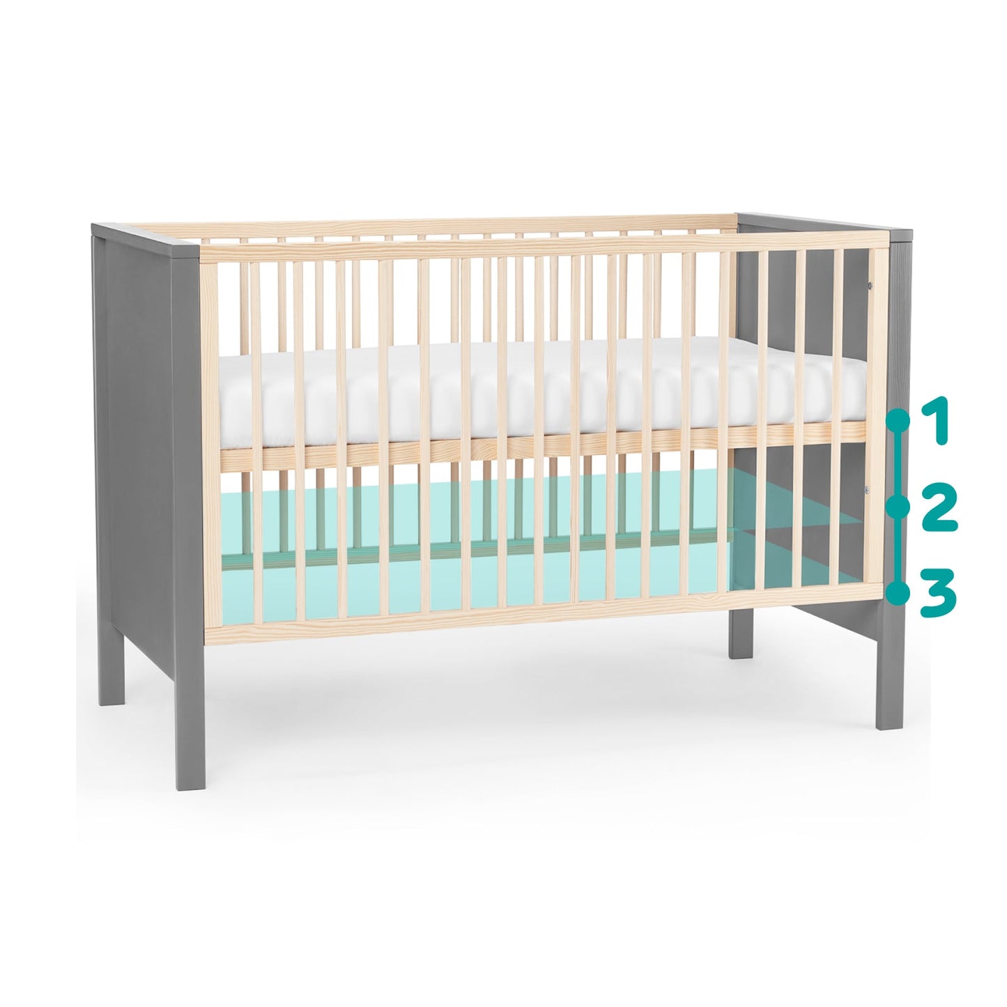 Kinderkraft MIA wooden cot with mattress