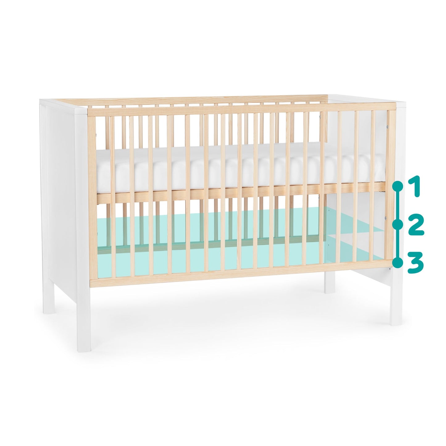 Kinderkraft MIA wooden cot with mattress