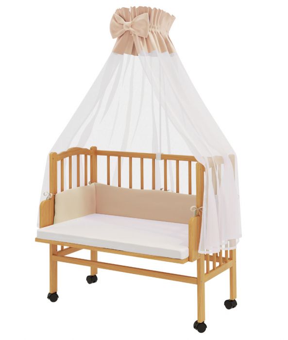 COMFORTBABY BEDSIDE CRIB PLUS WOOD COLOUR WOODEN WITH BED SET