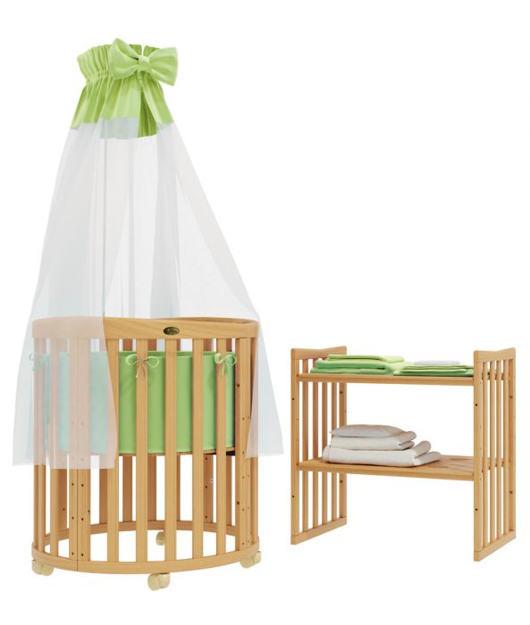 BABY CRIB SMARTGROW 7IN1 - NATURAL WOOD COLOUR - INCLUSIVE BEDDING SET