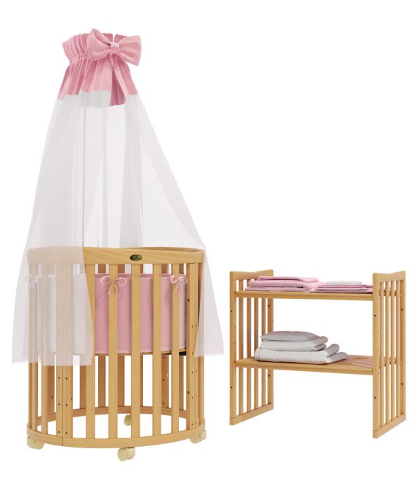 BABY CRIB SMARTGROW 7IN1 - NATURAL WOOD COLOUR - INCLUSIVE BEDDING SET