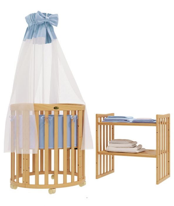 BABY CRIB SMARTGROW 7IN1 - NATURAL WOOD COLOUR - INCLUSIVE BEDDING SET