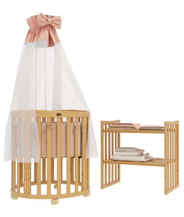 BABY CRIB SMARTGROW 7IN1 - NATURAL WOOD COLOUR - INCLUSIVE BEDDING SET